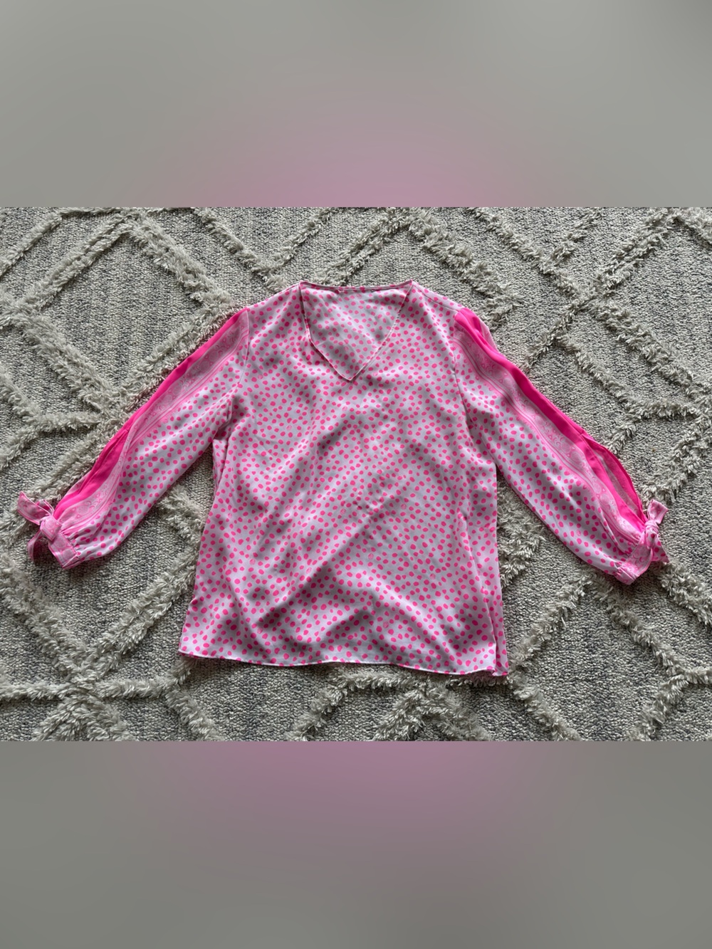 Lilly Pulitzer Pink Polka Dot Long-Sleeve Blouse